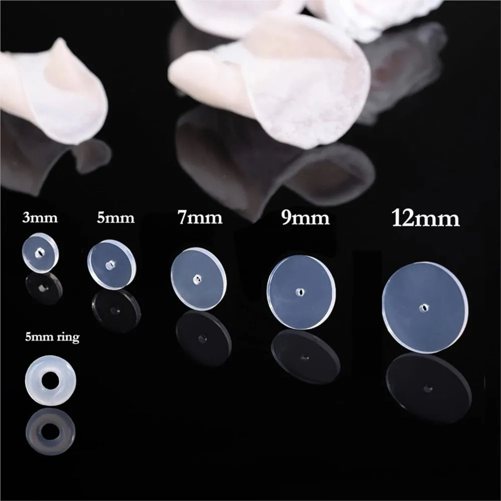 50pcs Clear Piercing Disc Pad Stabilizer Silicone Earrings Back Stopper Earlobe Support Patches for Piercing Bump Hypoallergenic Oasis Select
