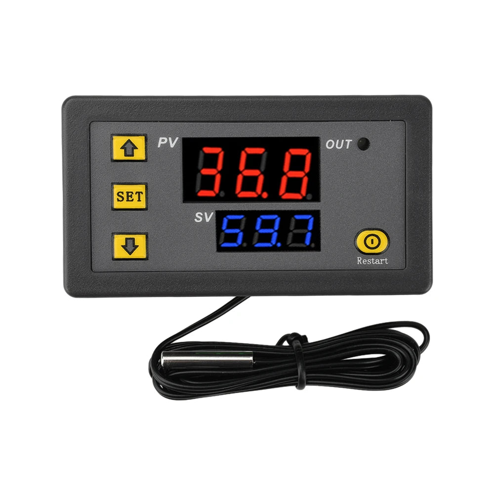 W3230 LED Digital Temperature Controller Thermostat Temperature Control Switch Sensor Red Blue Display Meter DC 12V 24V AC110-22 Oasis Select 110-220V
