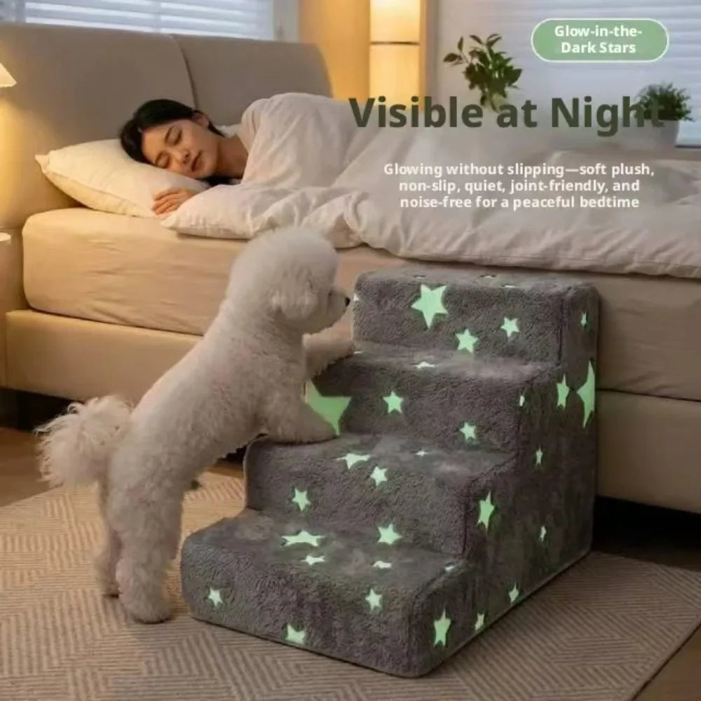 Noctilucent Star Shape 3/4 Pets Steps Foam Dogs Secure Stairs Ramps Pet Steps for Protect Older Dogs Non-Slip Pet Sofa Bed Ladde Oasis Select