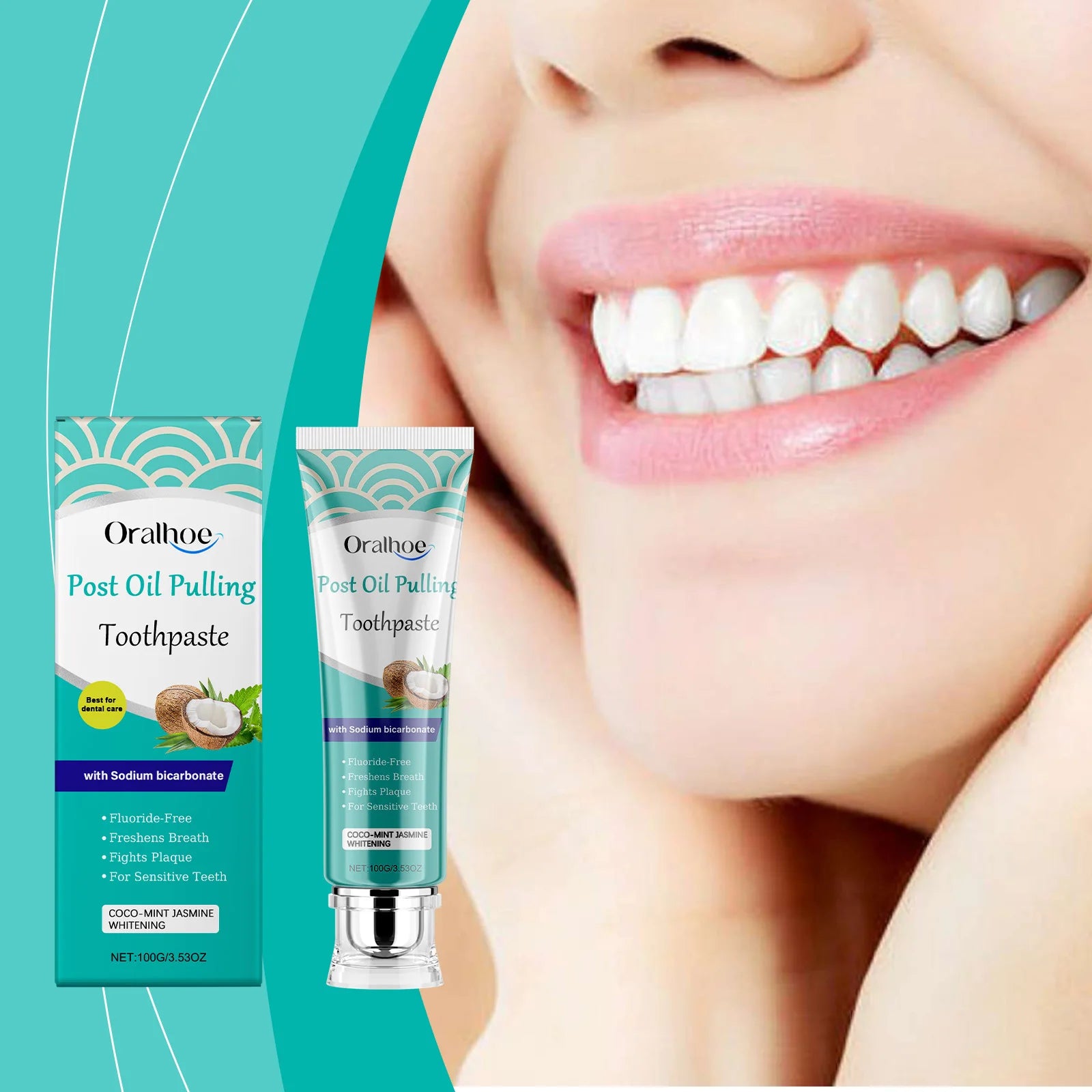 Coconut Oil Teeth W-hitening Toothpaste Repair Cavitie Reduce Yellowing Deep Clean Remove Plaque Stains Gum Treatment Toothpaste Oasis Select