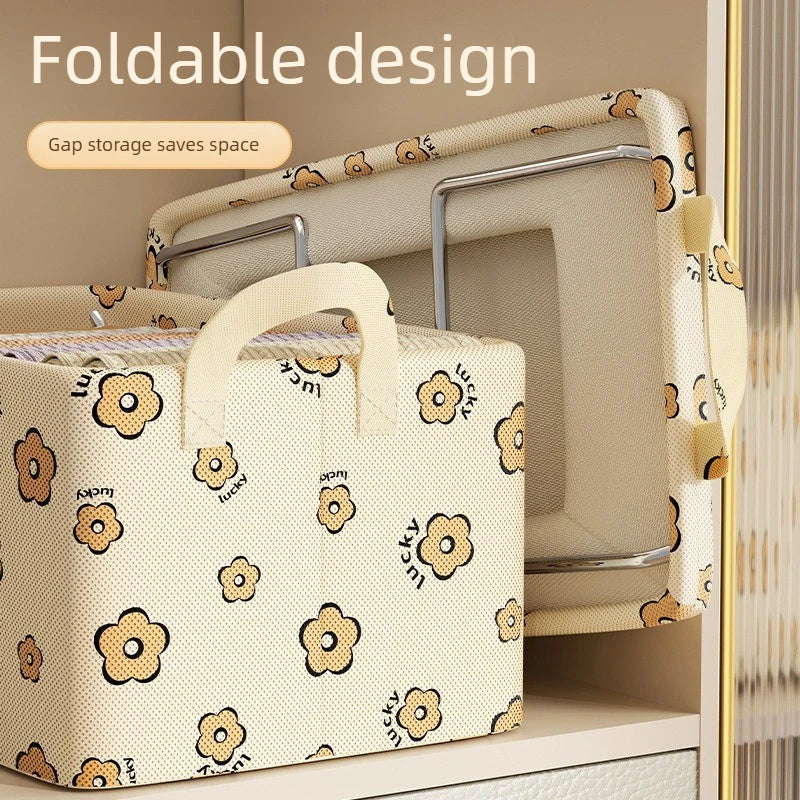New Upgraded Steel Frame Storage Box,Foldable Clothes Organizer with Lid, Dustproof Moisture-Proof Wardrobe Basket, Home Storage Oasis Select
