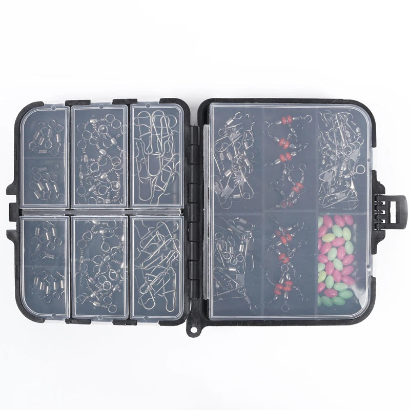 2026 New Arrival 140Pcs Fishing Accessories Kit Fishing Swivel Snaps Triple Swivel Connectors And Barrel Snap Clips Fishing Set Oasis Select