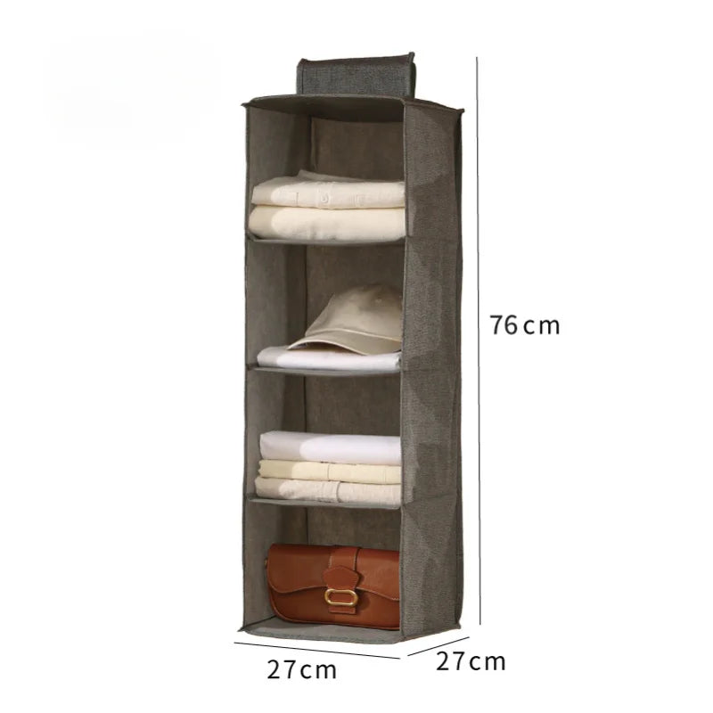 Non-woven Washable Wardrobe Multi-layer Folding Hanging Bra Organizer Bag For Wardrobe Multi-layer Underpants Socks Storage Bag Oasis Select 2pcs Gray 4 layers