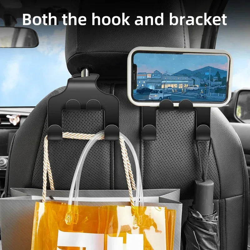 1/2/4/5Pcs Car Seat Headrest Hook 4 Pack Hanger Storage Organizer Universal for Handbag Purse Coat Fit Universal Vehicle Oasis Select