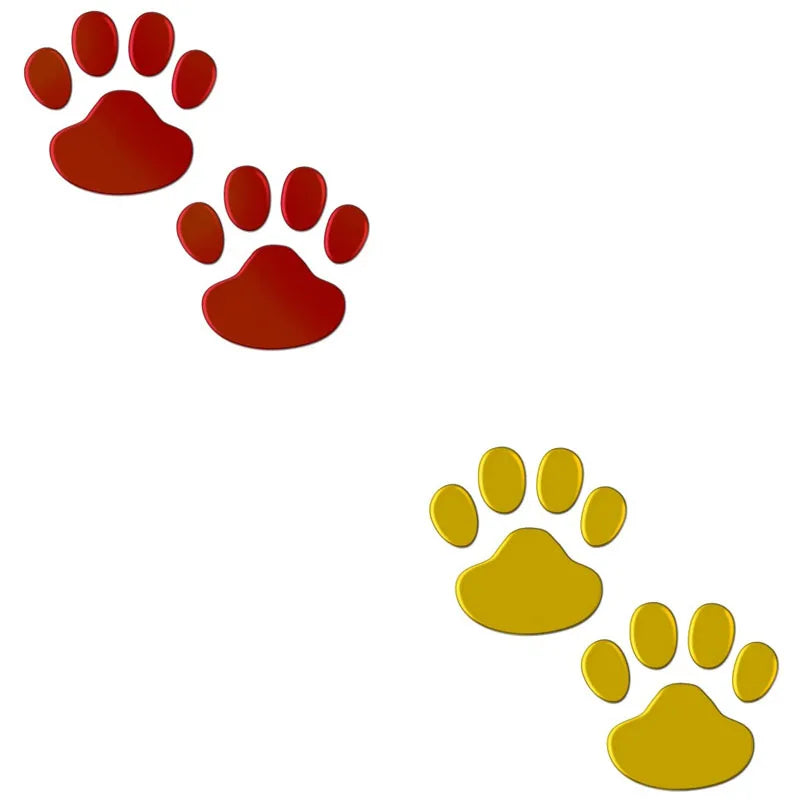 Car Stickers Creative Decals Paw 3D Animal Dog Cat Foot Prints Decal Car Motocycle Sticker Car Accessories Oasis Select red-yellow