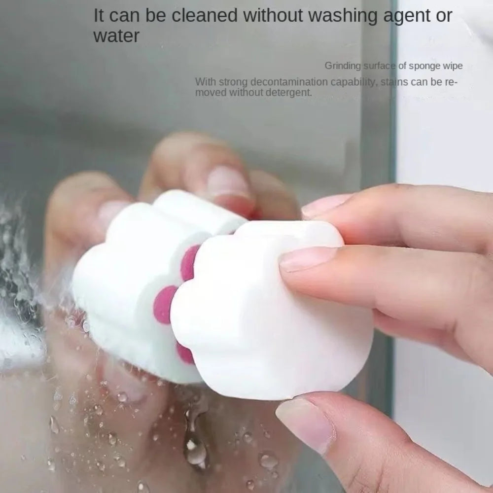 Cute Cat's Paw Shaped Mirror Wipe Magic Sponge Glass Wipe Cleaning Scrubber Adhesive Bathroom Mirror Sponge Cleaner Oasis Select