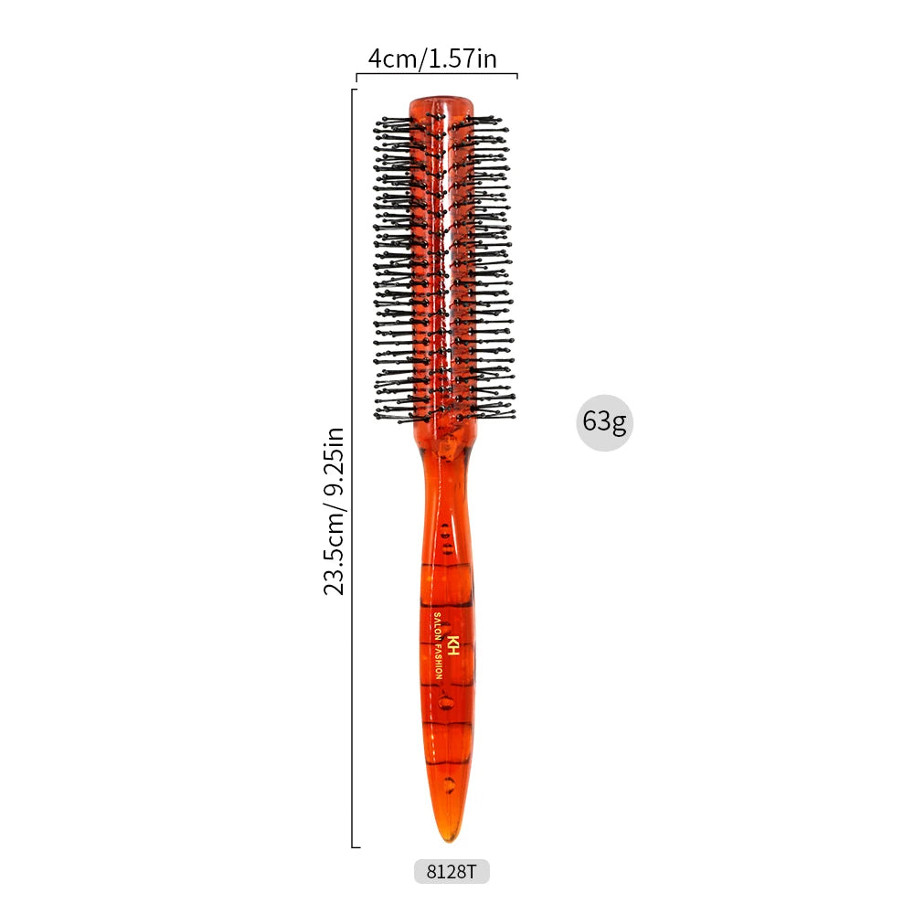 Plastic Handle Soft Bristles Round Brush Anti-Static Comb Massager Hairbrush Dressing Professional Salon Barber Comb Stying Tool Oasis Select 8128T