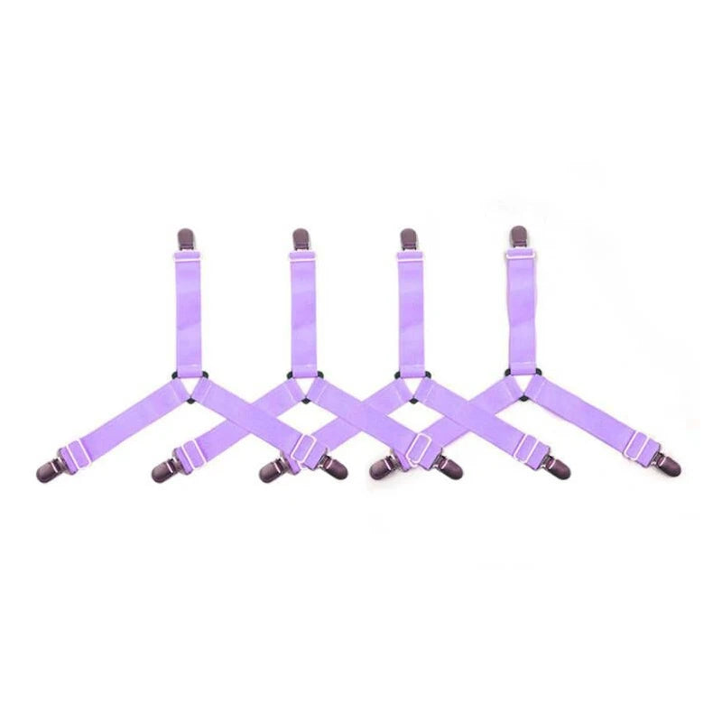 4pcs Adjustable Bed Sheet Clips Elastic Straps Fasteners Holder for Mattress Cover Organizer Home Gadgets Oasis Select purple
