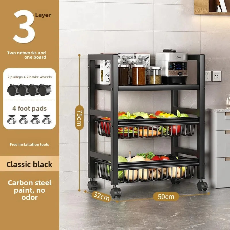 Kitchen vegetable basket rack floor-to-ceiling multi-layer stainless steel shelf new multi-functional kitchen utensils storage Oasis Select 2