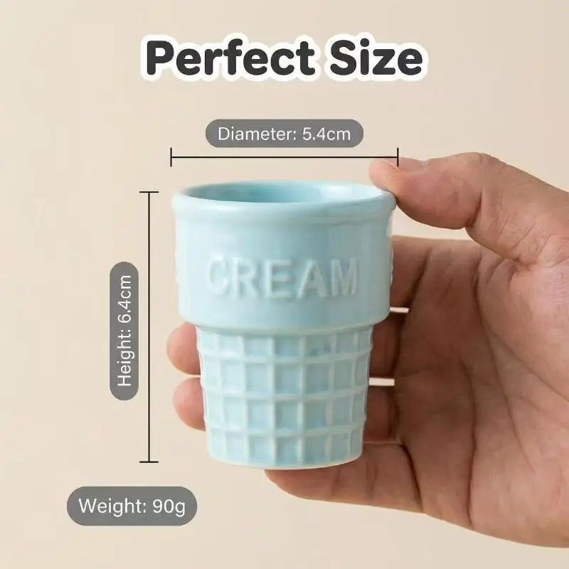 Colorful Ceramic Ice Cream Cups Dessert Coffee Mug With Waffle Cone Design Cute Aesthetic For Home Cafe Afternoon Tea Party Use Oasis Select