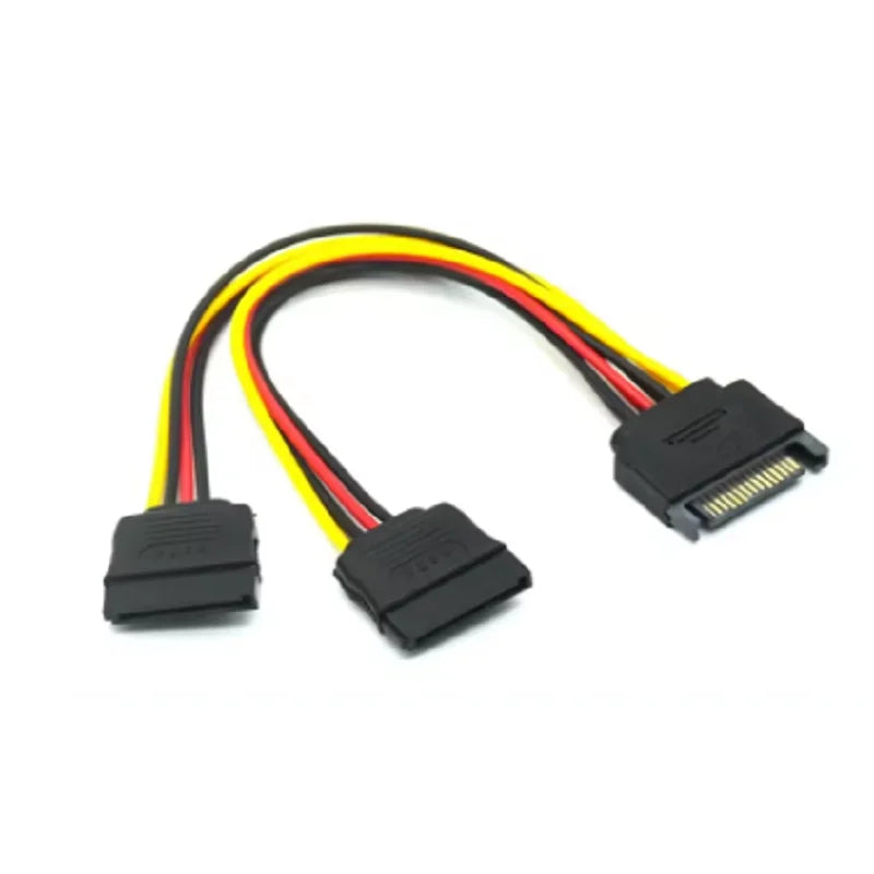  15Pin SATA II Hard Disk Power Cable SATA Male To SATA 2 Female 15Pin Power HDD Splitter High Quality Y 1 To 2 Extension Cable Oasis Select