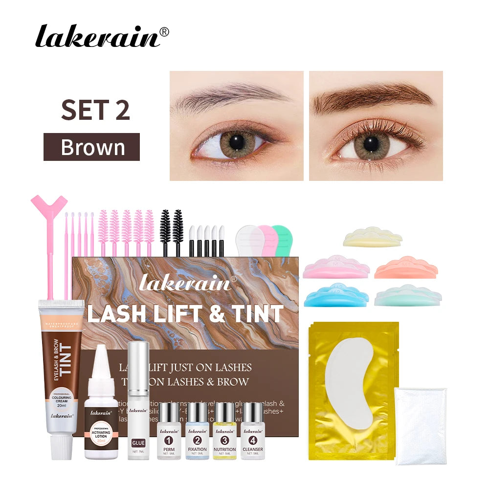 Lash Fast Lift And Tint Kit Professional Eyelash Perm Kit 2 in 1 Lashes Tint Brow Lashes Tint Brow Dye Eyes Makeup Tools Oasis Select set2