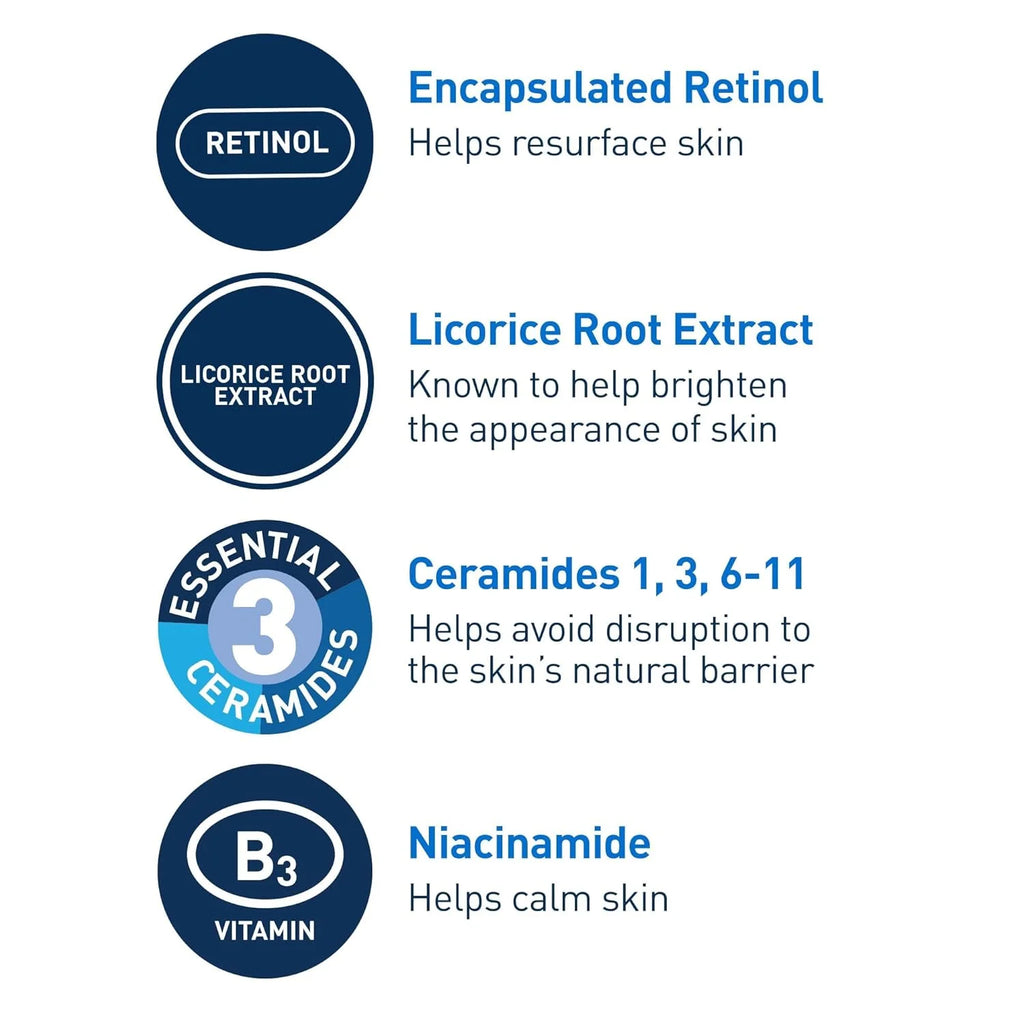 CeraVe Retinol Serum Niacinamide Licorice Root, Skin Smoothing Tone Care, Barrier Repair, Non-Comedogenic For Blemish Prone Skin Oasis Select