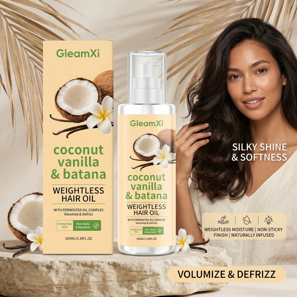 Coconut Vanilla & Batana Hair Oil Volumizing Serum for Frizzy, Dry & Damaged Hair Adds Shine Reduce Frizz Daily Nourishing Hair Oasis Select