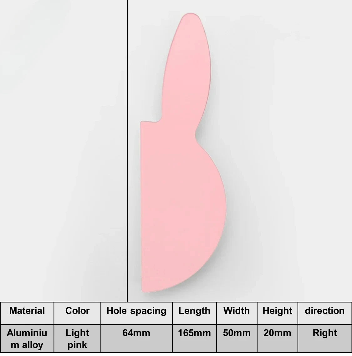 Love Rabbit Cartoon Children's Room Handle Color Matching Cabinet Door Handle Kitchen Cabinet Shoe Cabinet Wardrobe Door Handle Oasis Select Light pink Right165m