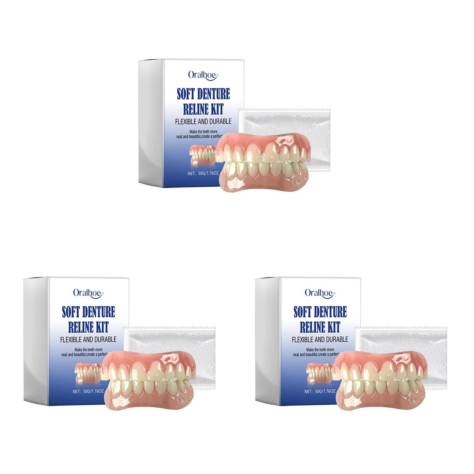 Oralhoe Soft Denture Reline Kit – Temporary Cosmetic Braces Temporary Dental Kit Oasis Select 3sets boxed