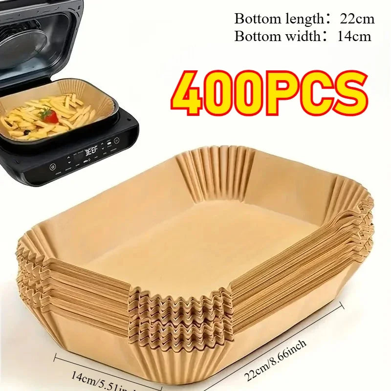 Extra Large Rectangular Paper Air Fryer Liners - Non-Stick, Easy Clean, Space Saving, Oven Safe, Disposable Paper Baskets And Bo Oasis Select rectangle-400pcs