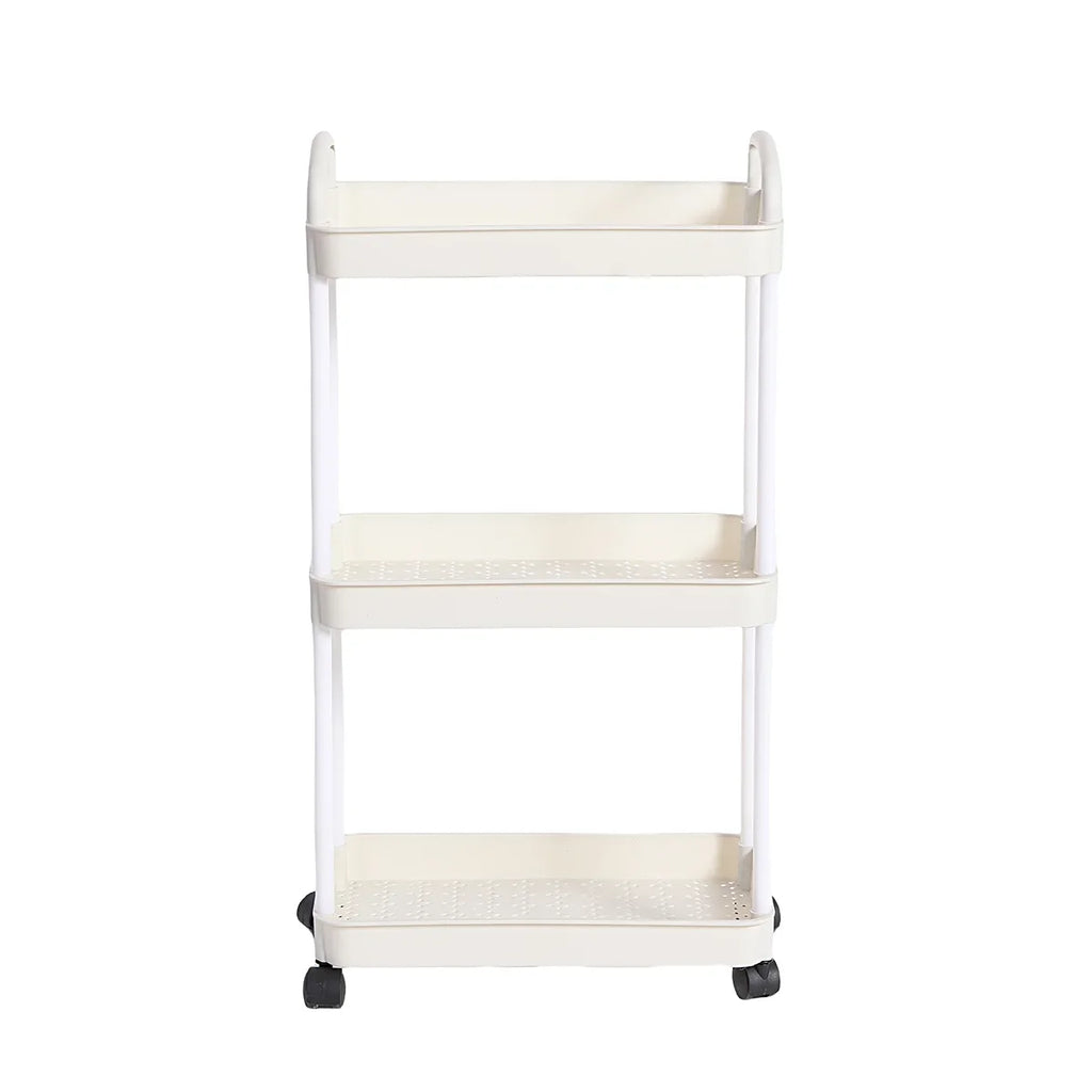 3/4-Tier Rolling Storage Cart with Lockable Wheels | Multi-Room Rolling Storage Cart Oasis Select 3 Tiers White