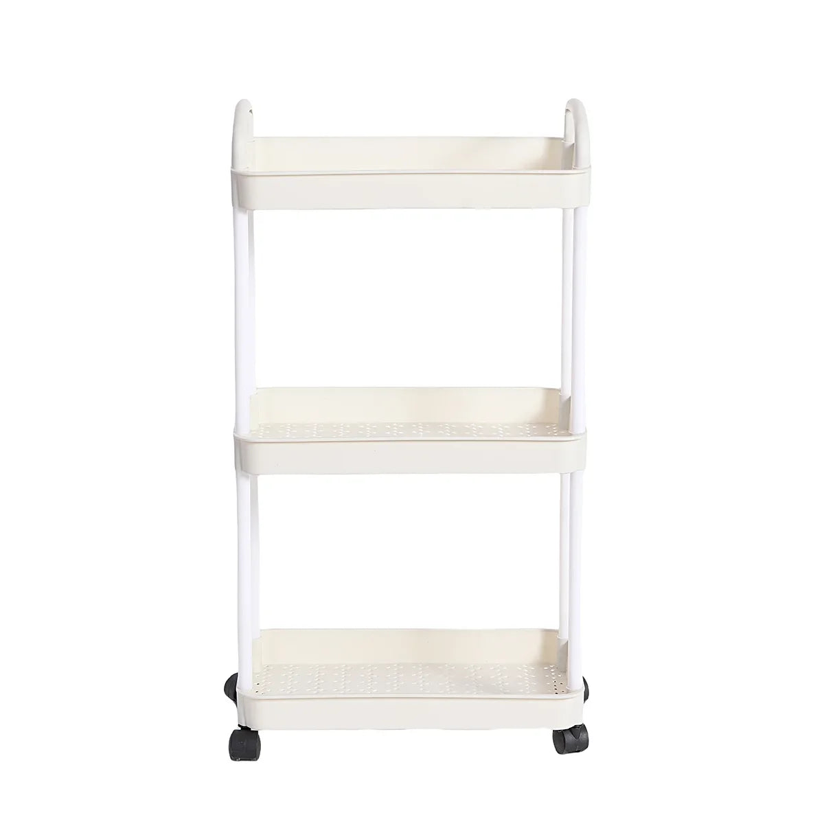 3/4-Tier Rolling Storage Cart with Lockable Wheels | Multi-Room Rolling Storage Cart Oasis Select 3 Tiers White