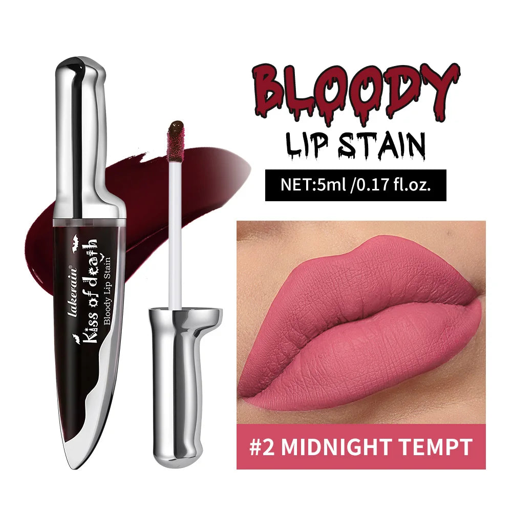 Lip Stain Kiss of Death Bloody Gothic Matte Long Lasting Waterproof Non Stick Color Darkens Over Time Vampire Makeup Oasis Select 2MIDNIGHT TEMPT