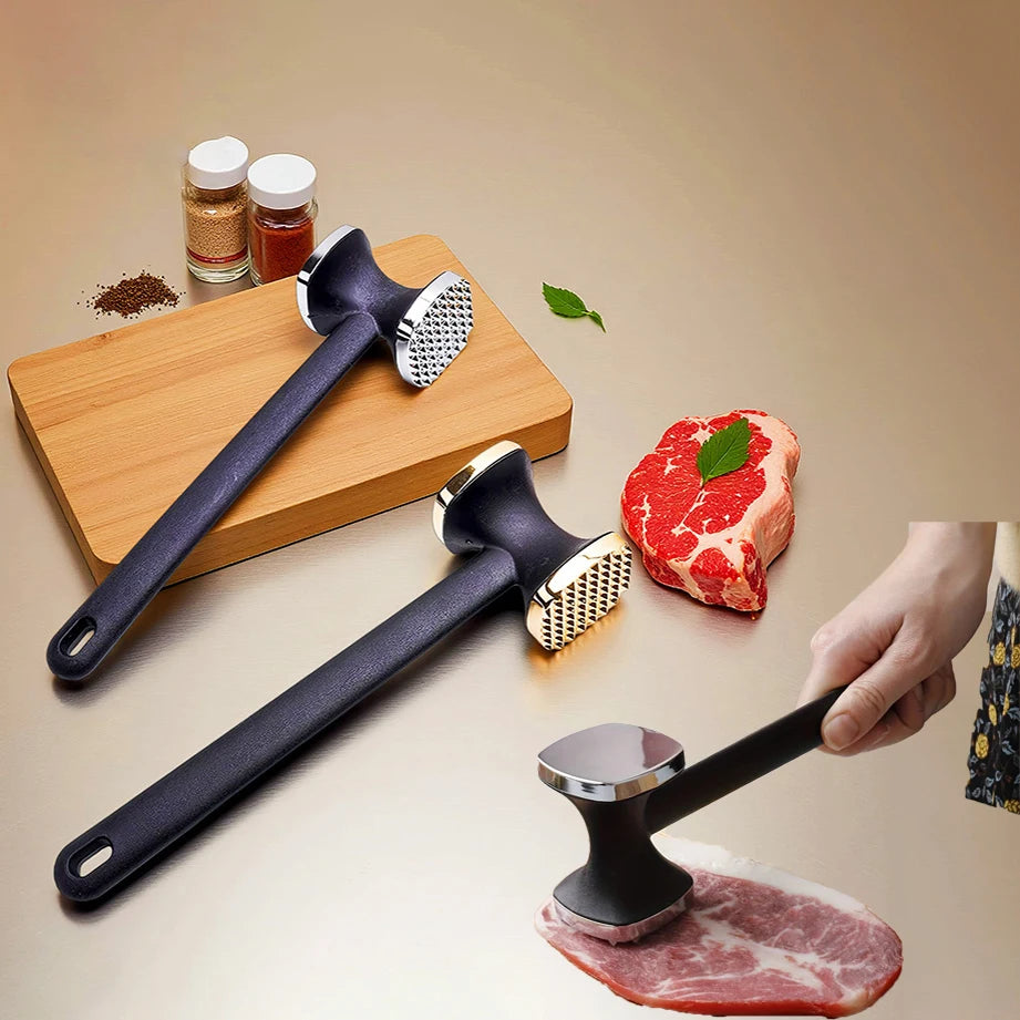 1pc Heavy Duty Kitchen Meat Tenderizer Hammer with Rubber Grip, Stainless Steel Head for Effortless Pounding and Tenderizing Oasis Select