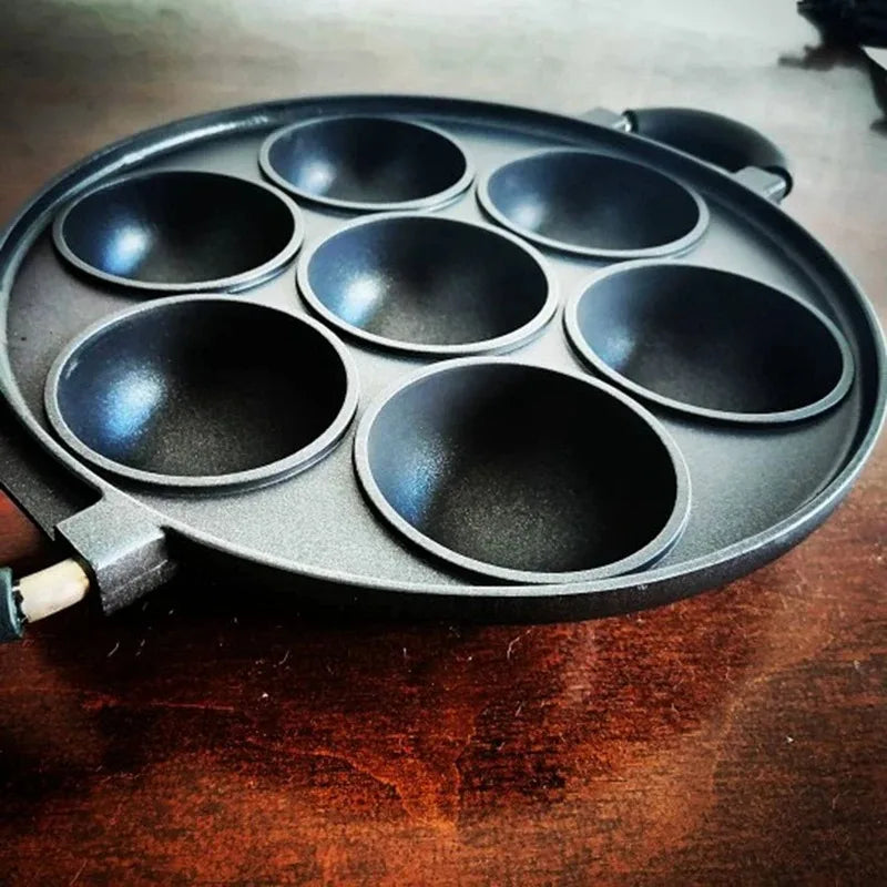7 Hole Cake Cooking Pan Cast Iron Omelette Pan Non-stick Cooking Pot Breakfast Egg Cooking Pie Cake Mold Cookware Kitchenware Oasis Select