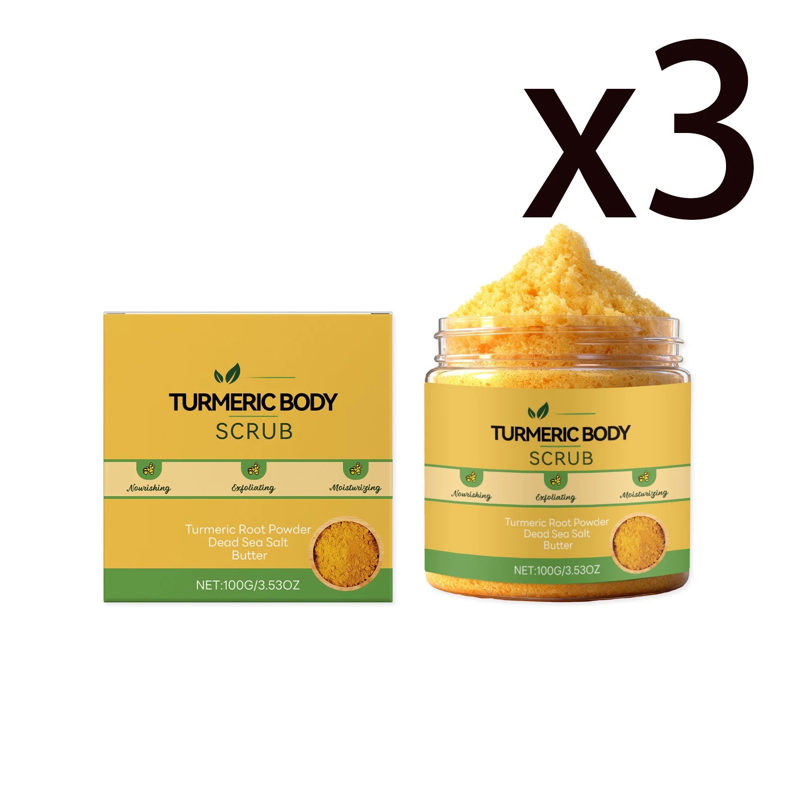 Turmeric Sea Salt Body Scrub – Exfoliate, Brighten & Unclog Pores Exfoliating Body Scrub Oasis Select 3x100g