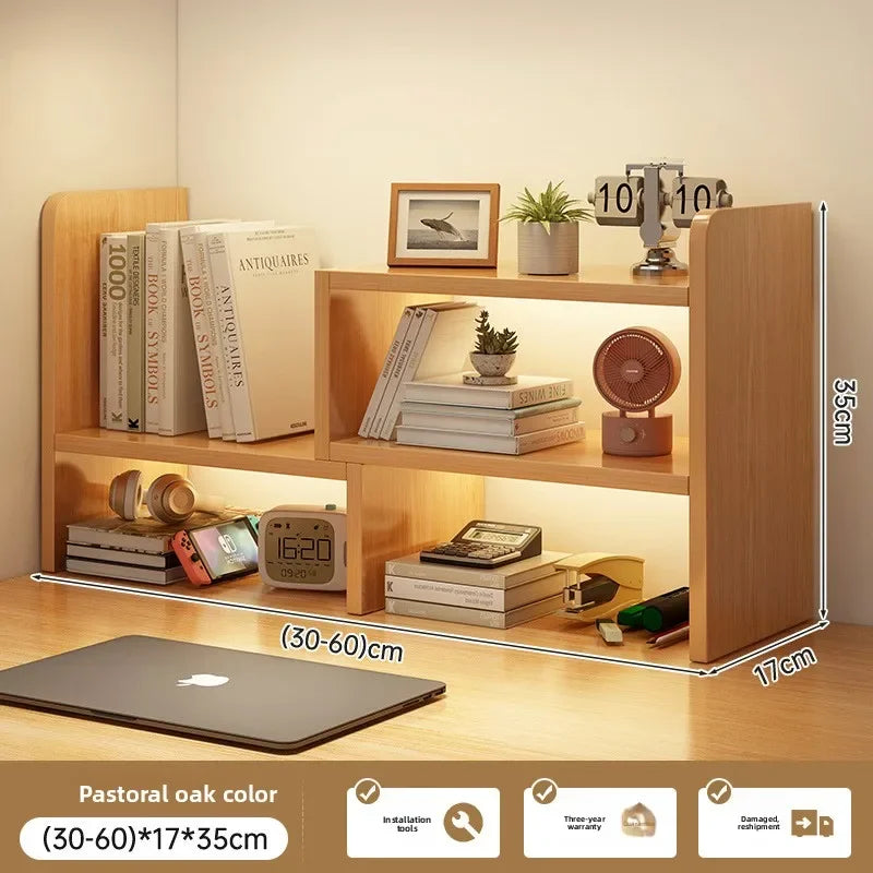 Desktop bookshelf storage shelf office storage shelf simple desk multi-layer telescopic shelf home desk small bookcase Oasis Select