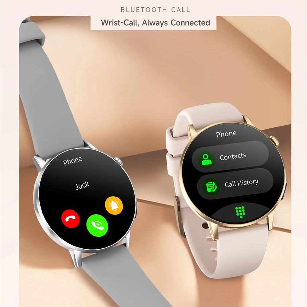 Smartwatch Waterproof Flashlight Luxury Women AMOLED Screen Blue Tooth Call Smart Watches Lady Heart Rate Health Voice Assistant Oasis Select