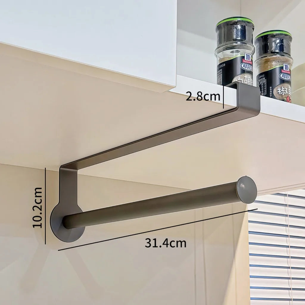1 pc Punch-free Iron Kitchen Paper Towel Holder, Under-Cabinet Punch-Free Paper Towel Rack, Durable and Easy to Clean Oasis Select Dark Grey