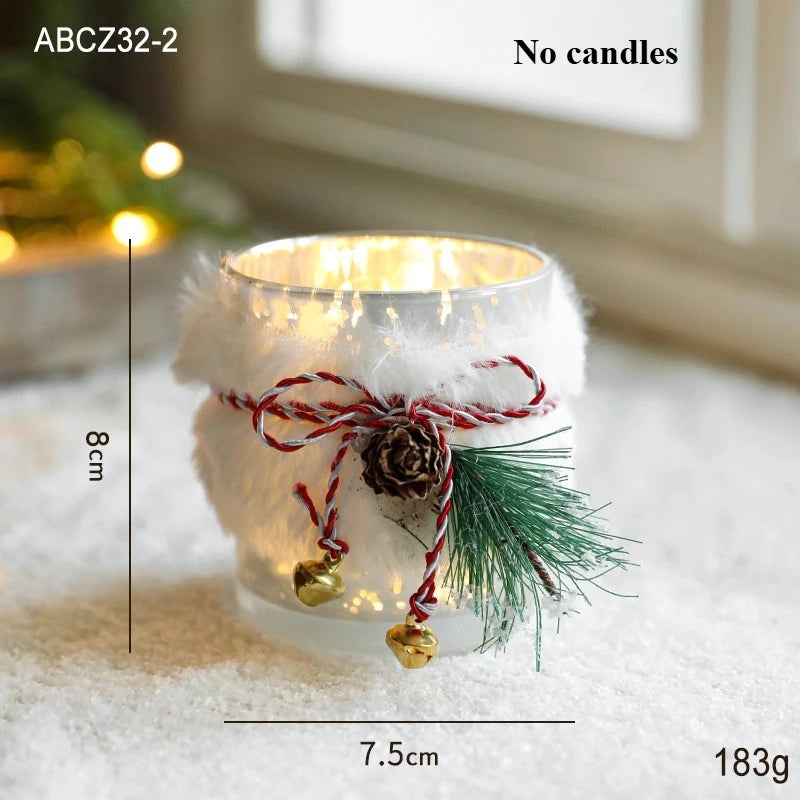 Christmas Decorative Trinkets Candle Cups Christmas Tree Glass Jars Hand-held Candlestick Ornaments Scene Arrangements Oasis Select B gray