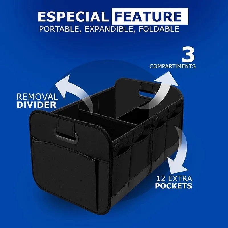 SUV Car Trunk Organizer Collapsible Storage Box 600D Oxford Fabric with Reinforced Handles Multiple Compartments for Vehicle Oasis Select