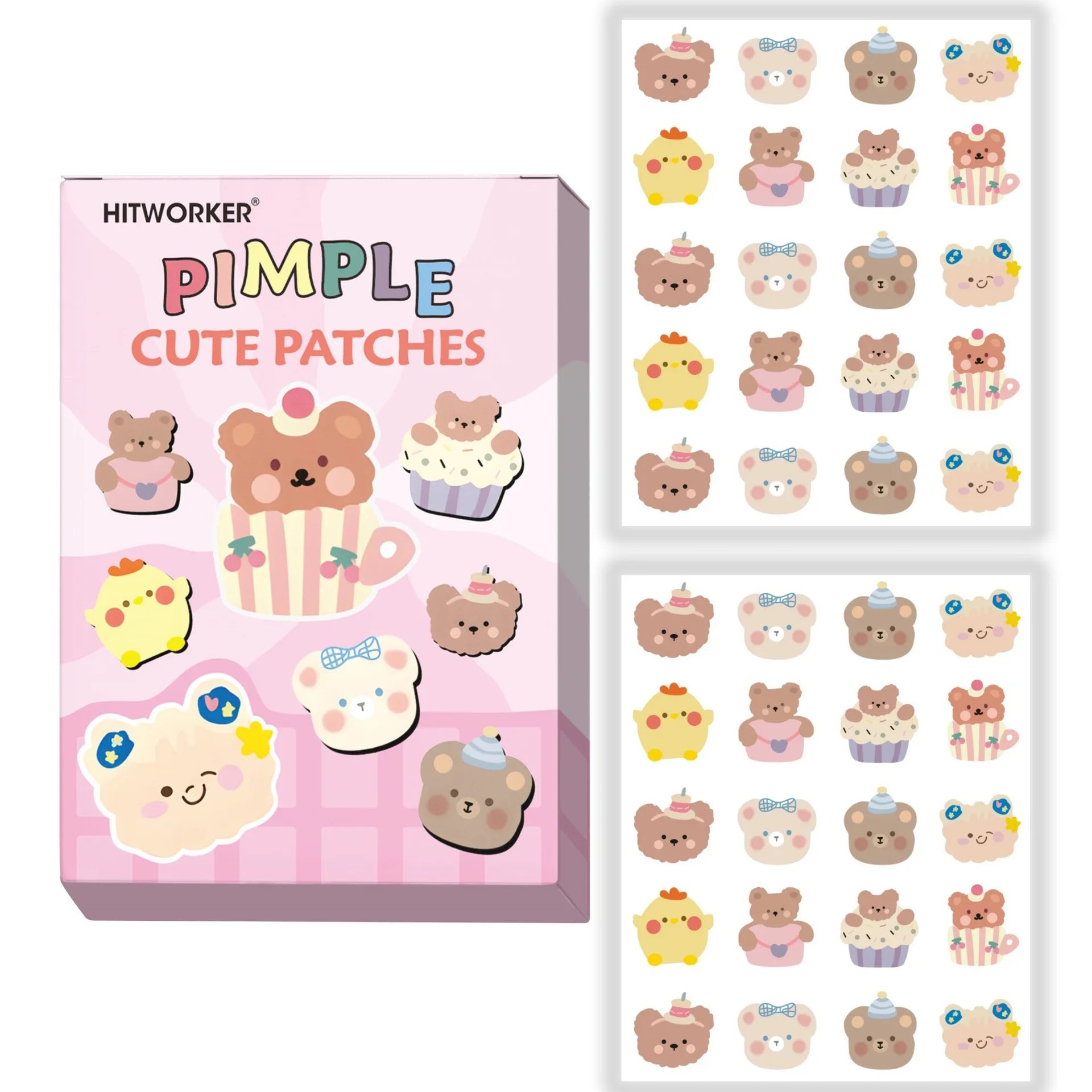 40/100pcs Cute Bear designed Acne Patch, essential for eliminating facial acne and secretions, suitable for all skin types Oasis Select 40pcs