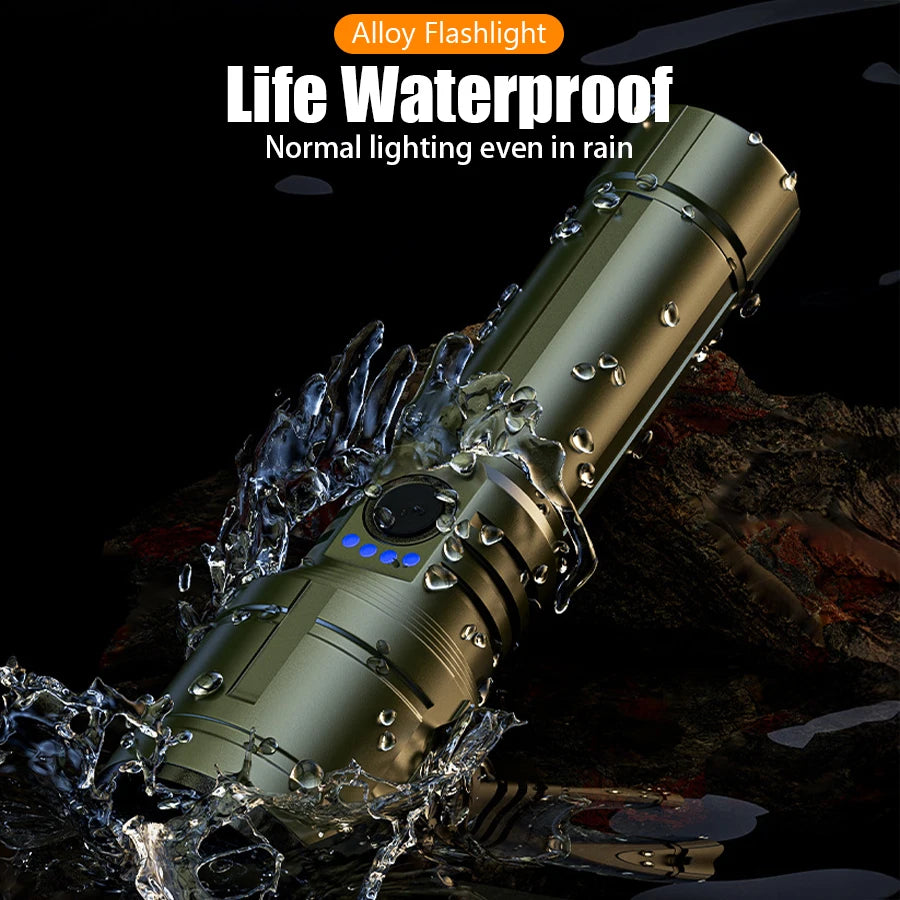 5000MAH Ultra Bright LED Flashlight with Flame Ignition Type-C Rechargeable Tactical Torch Outdoor Camping Adventure Lantern Oasis Select