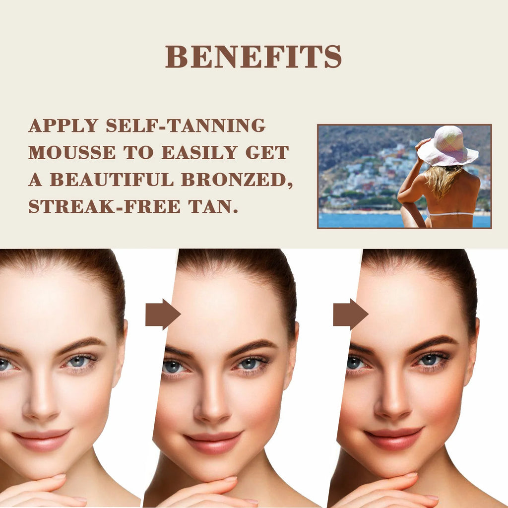 EELHOE Self-Tanning Mousse Care Body Bronzer Lotion Suntan Lotion Sunbed Tanning Accelerator Skin Moisturizing Self Tanner Spray Oasis Select