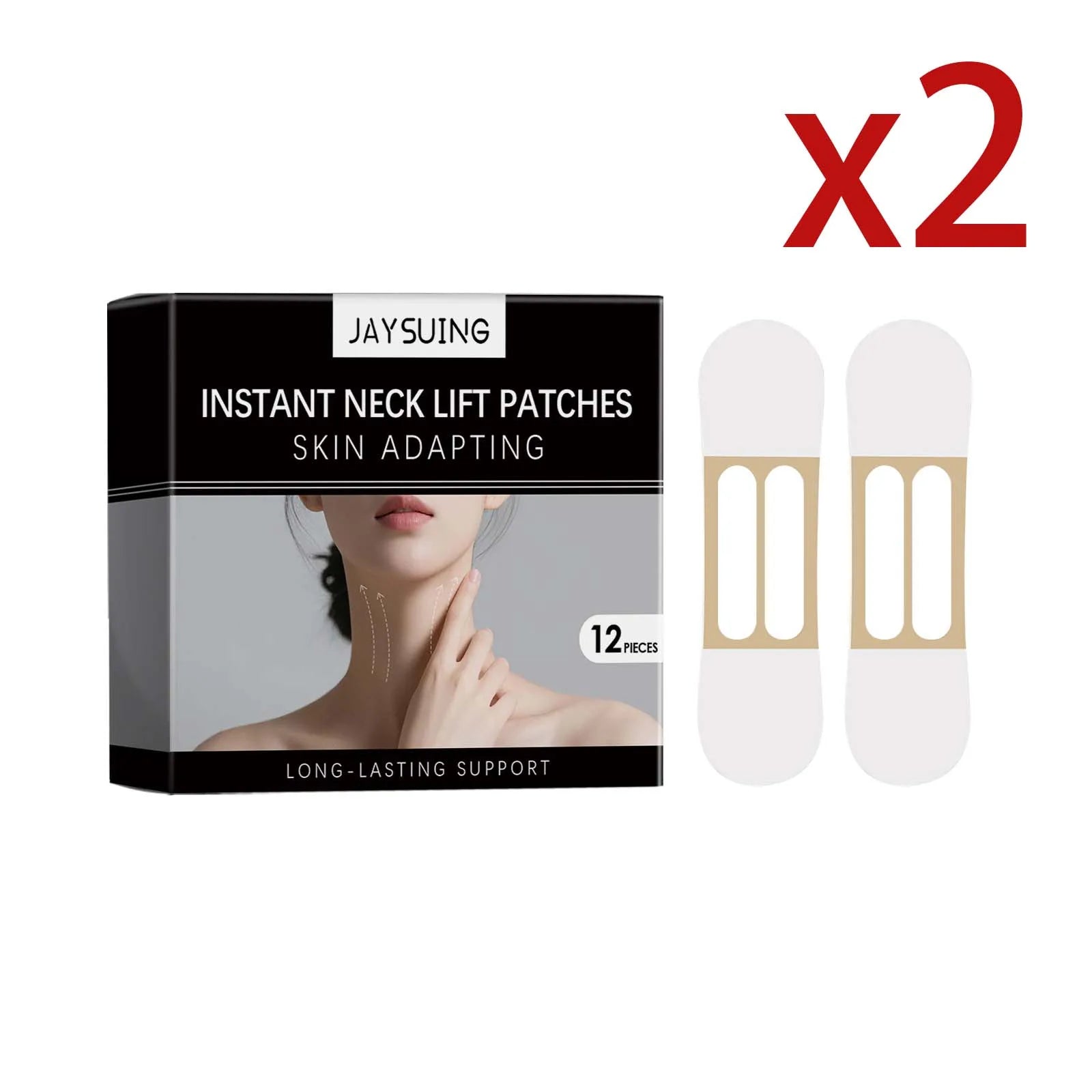 Hyaluronic Acid Neck Lifting Patches Fade Fine Lines Reduce Droop Improve Skin Elasticity Enhance Contour Sense Neck Care Patch Oasis Select 2x12PCS