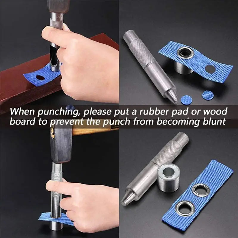 LIKE WISH 12Mm Grommet Tool Kit, 100 Sets Grommets Eyelets Punch Kit, Tarpaulin Repair Kit, For Fabric Curtains Leather Shoes Ba Oasis Select Silver