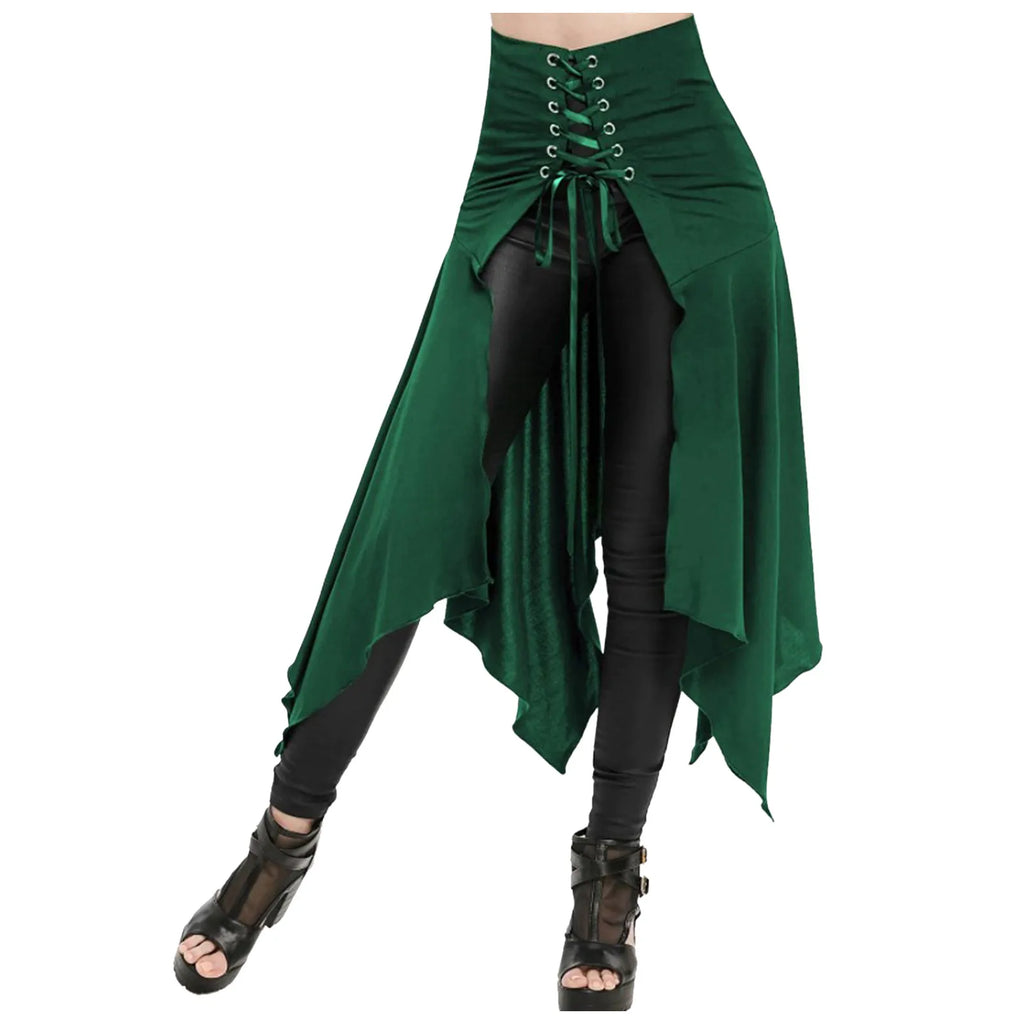 Gothic Black High Waist Irregular Long Skirt | Steampunk Women Gothic Long Skirt Oasis Select