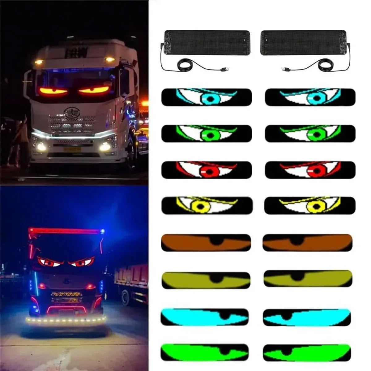 1/2pcs RGB LED Matrix Pixel Panel USB 5V Flexible Car Evil Eye Sign App Programmable Addressable Graffiti Scrolling Logo Light Oasis Select