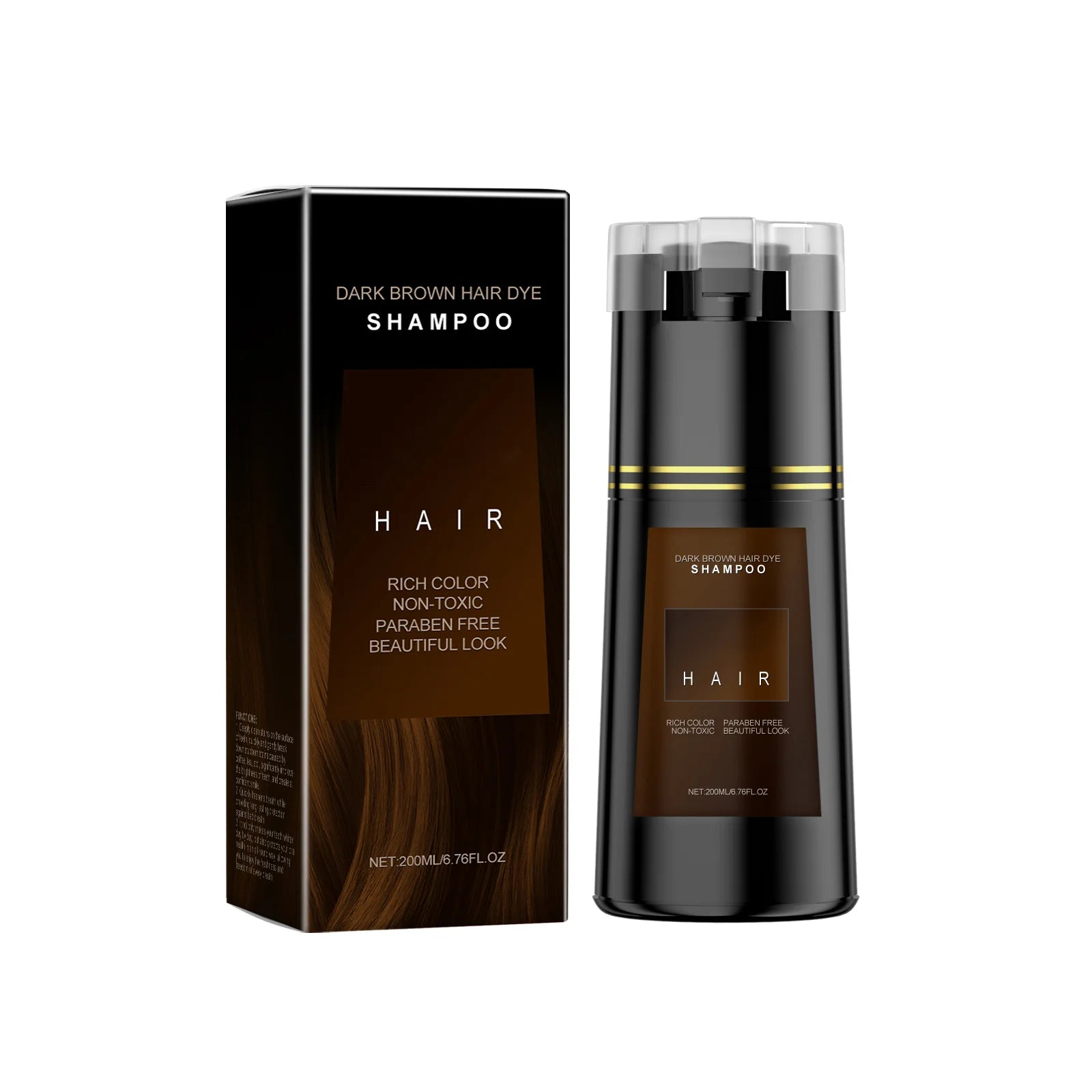 Plant Extract Hair Dye Shampoo – 2-in-1 Gray Coverage Hair Dye Shampoo Oasis Select Brown Color