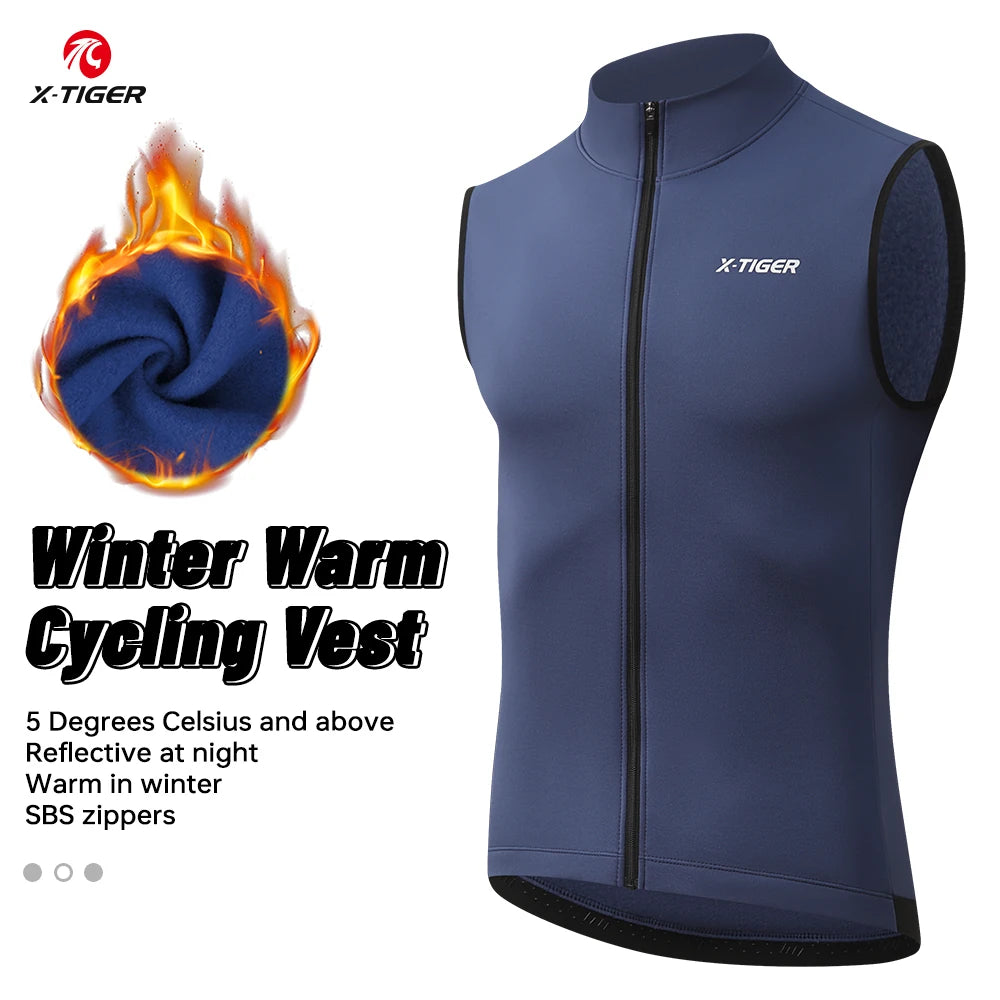 X-TIGER Men's Warm Vest Winter Fleece Windproof Jacket Slim Fit Outdoor Running Cycling Sports Vest Sleeveless Coat Oasis Select XM-ZWGY-00202 XXL