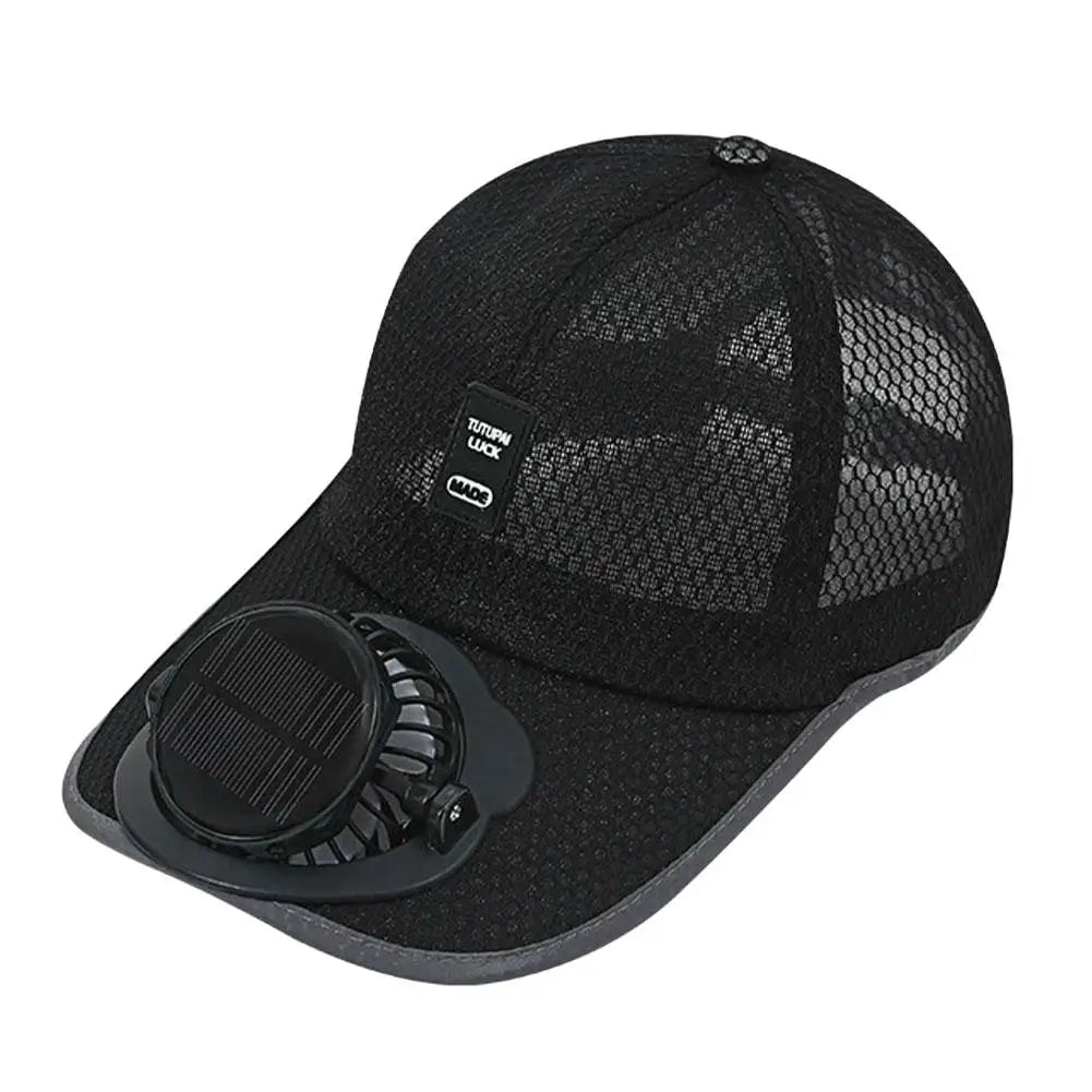 Summer Breathable Mesh Cap Solar Fan Cap Outdoor Leisure Sun Shading And Sun Protection Baseball Cap New USB Fan Cap Oasis Select Black