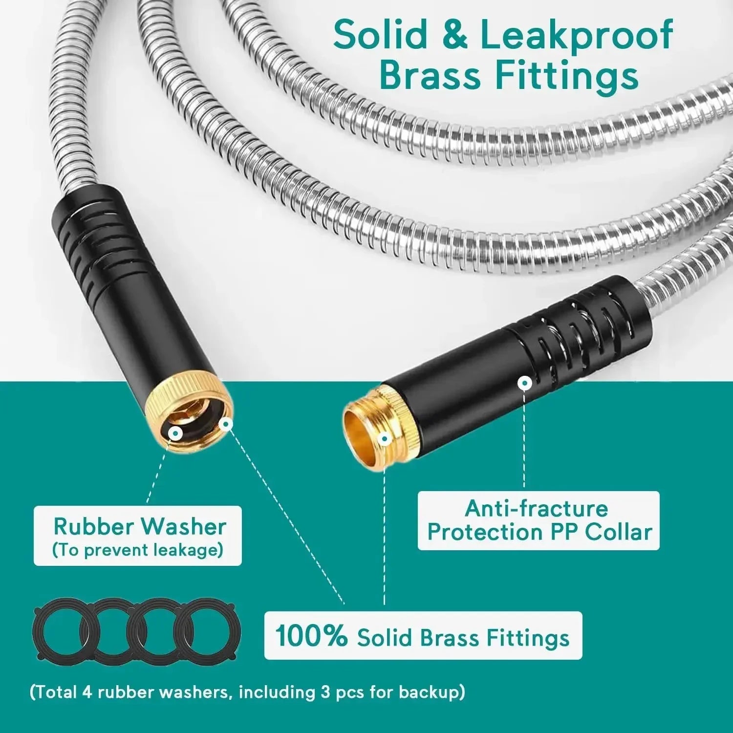 75ft Stainless Steel Garden Hose Metal Water Hose Patio Outdoor RV Car Wash Hose Watering Gun Hose Gardening Accessories Oasis Select