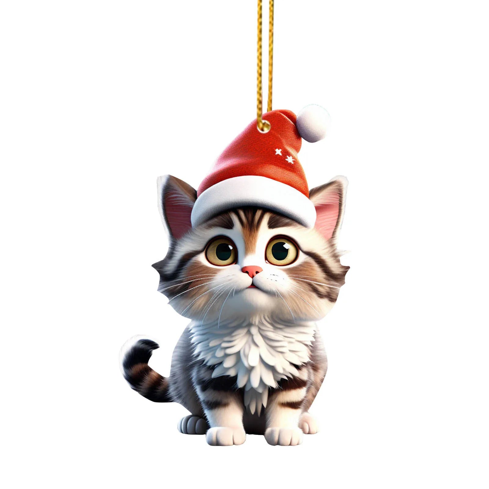 2025 Christmas Ball Cat Ornament 2D Acrylic Funny Cat Ornaments Christmas Tree Cat Hanging Decorations Home Party Xmas Decor Oasis Select Style D