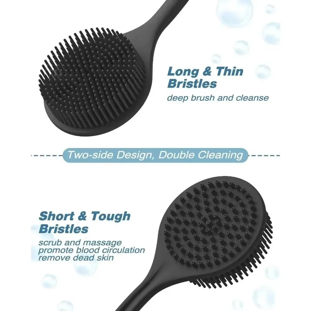 Soft Back Scrubber Brush Silicone Skin Massager Bath Shower Scrubbing Brush with Handle Body Wash Exfoliating Scrub Bath Supplie Oasis Select