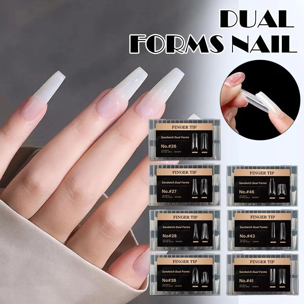 140/280Pcs Sandwich Dual Form Nail Molds – 14 Sizes Extension Nail Extension Molds Oasis Select