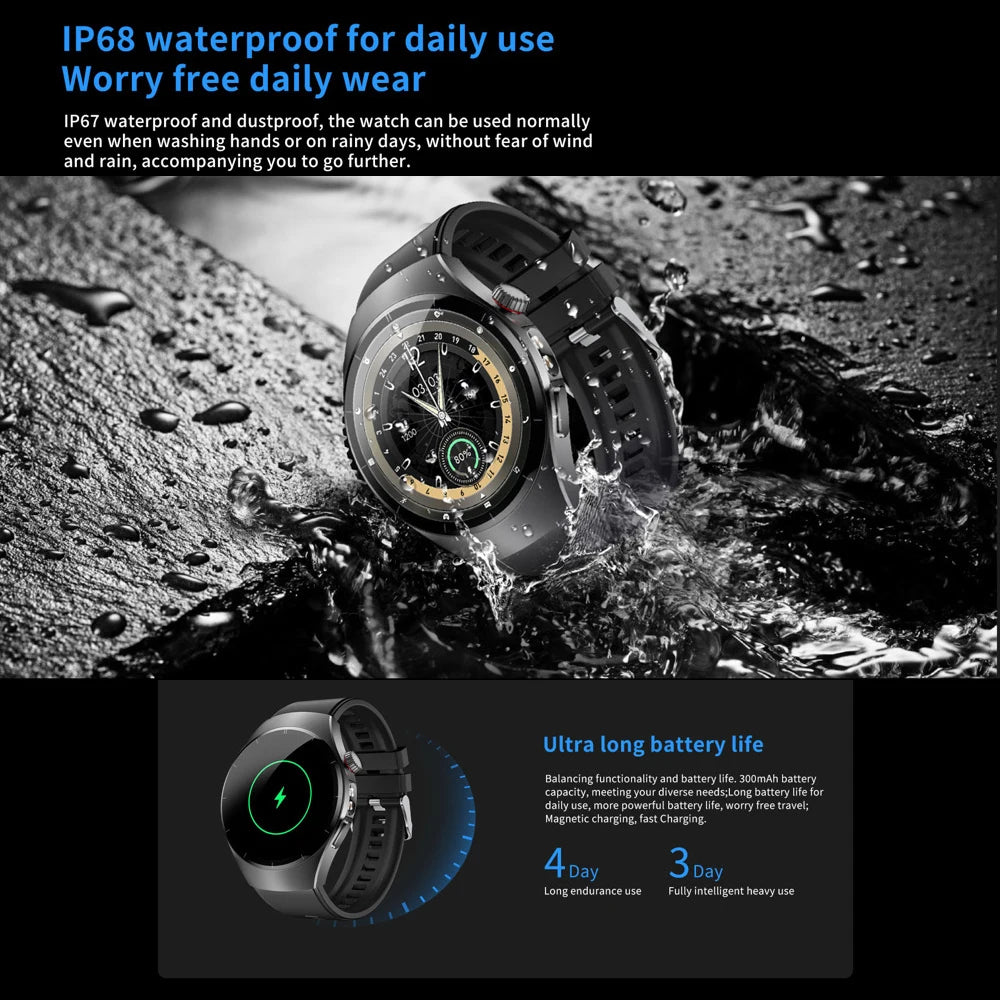 New Strong Light Flashlight Bracelet BT Call Smartwatch Men Health Monitor Sports Multilingual Business Smart Watches Waterproof Oasis Select