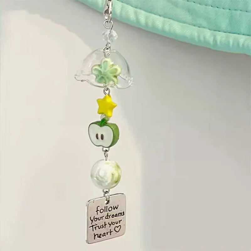 Transparent Keychain Cute Wind Chime Pendant Keyring Mobile Phone Lanyard Kawaii Bag Decorative Accessories Home Decorations Oasis Select