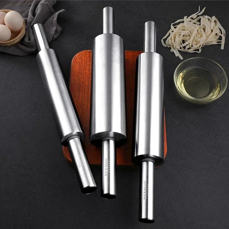 Stainless Steel Rolling Pin for Non-stick Dough Flour Stick Kitchen Cooking Baking Tools Accessories Pizza Roller with Handle Oasis Select