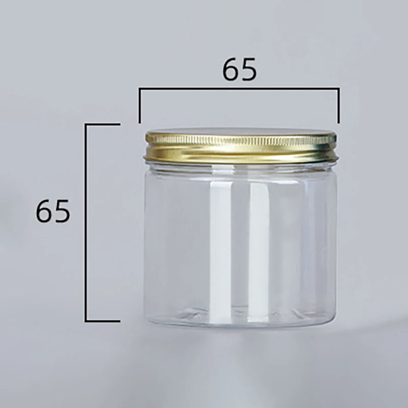 15 Sizes Clear Plastic Jar With Pink Aluminum Lids Empty Face Cream Cosmetic Container Gold Travel Refillable Bottles Box Oasis Select 65x65mm